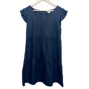 NWT Goodthreads Black Short‎ Sleeve Tiered Midi Dress Women